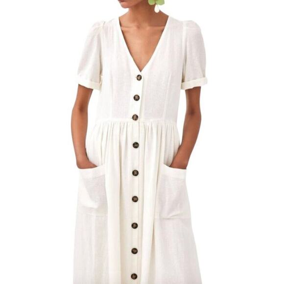 Zara Dresses & Skirts - Zara Ivory Midi Dress Cottagecore Sz M